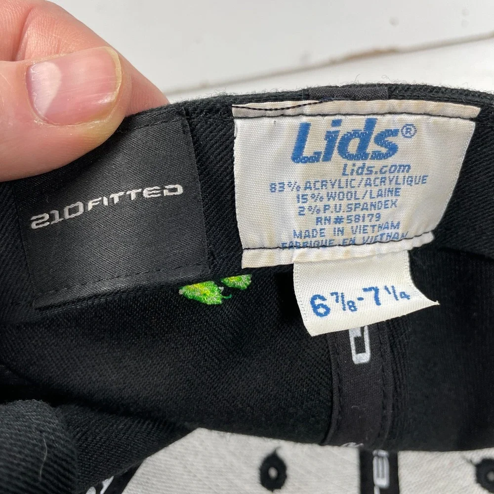 Lids Y2k Hat Baby Script Black Green Fitted 6 7/8 to 7 1/4 Vintage Graffiti